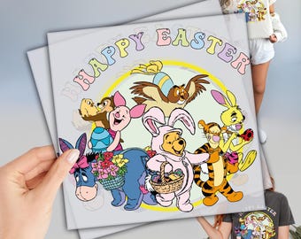 Winnie The Pooh Easter DTF Transfer, Easter Day Dtf, Ready to Press DTF Transfer, Heat Press Transfer, Direct To Film, Gift For Easter Day