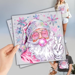 Pink Santa Clause Dtf, Santa Chewing Gum Dtf, Christmas Snowflakes Dtf Transfers, Direct To film