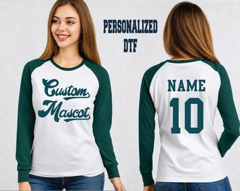 Retro Jersey Heat Transfer, Custom Mascot and Number (Soft Finish, 2 Pieces)