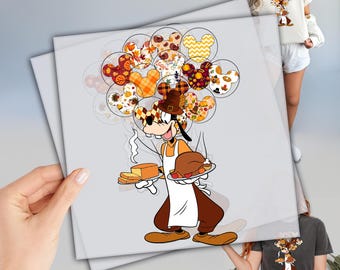 Pumpkin Season DTF Transfer: Goofy Dog with Balloons (Heat Press Ready)