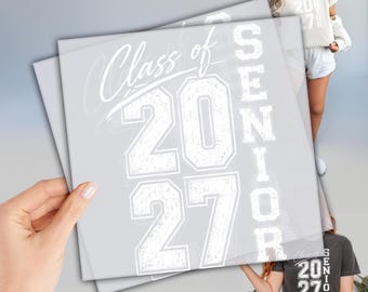 Retro White Class of Senior 2027DTF - Happy First Day School Design