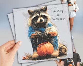Raccoon Halloween Heat Press, Waiting for Halloween DTF