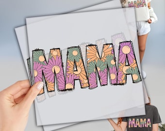 Flower Mama DTF Transfer, Heat Press Transfer, DTF Transfers Ready to Press, High Quality Transfer, Gift for Mom