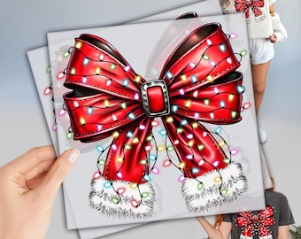 DTF Christmas Transfer: Ready to Press Red Bow - Soft, Durable