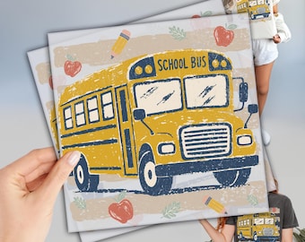 Teacher and Student Heat Transfer: School Bus Graphic - Easy Peel, Personalized