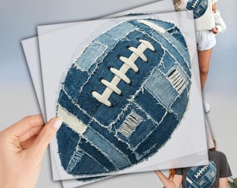 Denim-like Football Ball Iron-On Transfer, Denim-look Football Ball(Heat Press Ready)