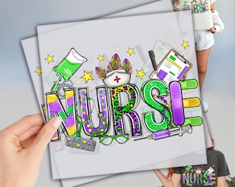 Mardi Gras Nurse DTF, Ready to Press Dtf Transfer, Heat Press Transfer, Fat Tuesday Dtf, Mardi Gras Festival Dtf, Dtf Direct To Film