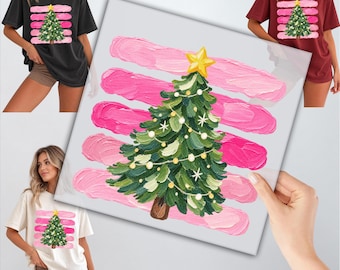 Brushstroke-style Christmas Heat Press, Tree T-shirt Design