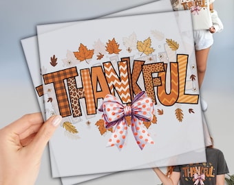 Thankful Heat Transfer: Autumn Leaves, Fall Vibes Design