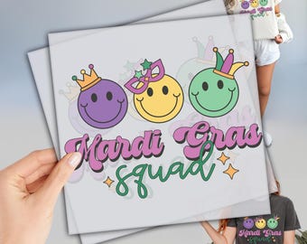 Mardi Gras Squad DTF Transfer, Ready to Press, Direct To Film, Heat Press Transfer, Mardi Gras Carnival DTF, New Orleans Dtf