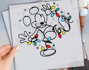 Mickey Mouse Christmas Lights Dtf, Christmas Mouse DTF, Ready to Press DTF Transfer, Ready to Apply DTF Iron On Transfer