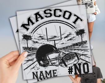 Retro Personalized Football Design, Custom Mascot Heat Transfer