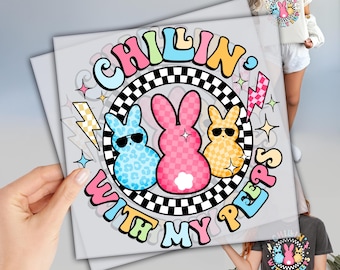 Easter Heat Transfer: Bunny and Peeps Design (Ready to Press)