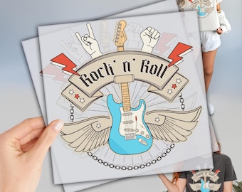 Rock n Roll DTF, Ready to Press DTF Transfers, Guitar Dtf, Heat Press Transfer, Direct To Film, Music Lover Dtf, Songwriter Dtf