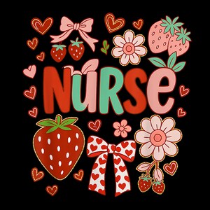 Coquette Bow Funny Nurse Strawberry PNG | Cute Summer Nurse Sublimation,Nurse png,nurse designs,funny nurse,Nurse gift,Nurse png,Nurse shirt