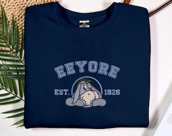 Eeyore crewneck embroidered sweatshirt Pooh and friends Embroidered Eeyore Sweatshirt, Classic Winnie The Pooh Adult Unisex Crewneck