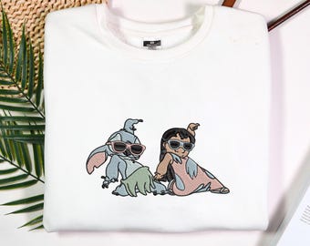 Lilo and Stitch Dancing Hawaii Aloha Embroidered Shirt, Funny Stitch Summer shirt, Matching Family Trip, matching friend shirt
