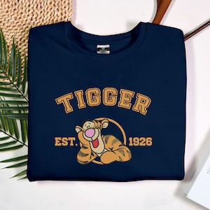 Tigger crewneck embroidered sweatshirt Pooh and friends Embroidered Tigger Sweatshirt, Classic Winnie The Pooh Adult Unisex Crewneck