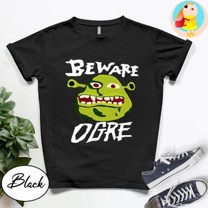 Camiseta divertida de Shrek, camiseta &quot;Cuidado con el ogro&quot; de Shrek, película de Shrek, disfraz de Shrek, adorno para tarta de Shrek, camiseta de Halloween de Shrek, camiseta divertida con meme de Shrek