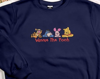 Winnie The Pooh And Friends Embroidered Sweatshirt Winnie The Pooh Sweatshirt Pooh Bear Sweatshirt Family Matching Sweatshirt