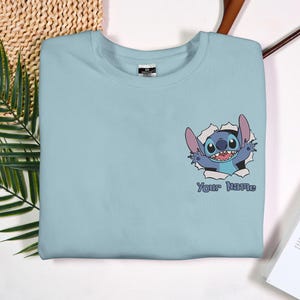 Personalized Sweatshirt Embroidered Stitch Character Embroidered Sweatshirt Embroidered Sweatshirt Gift Stitch Custom name Shirt Gifts