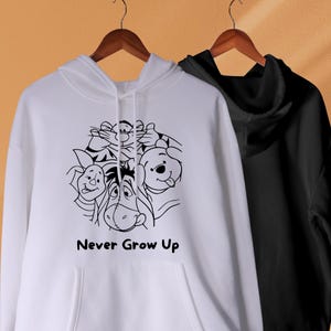 Winnie the Pooh & Friends Hoodie, Pooh Bear and Co. Sweatshirt, Cute Cartoon Character Pullover, Vacation Trip Outfit, Cozy Graphic Top