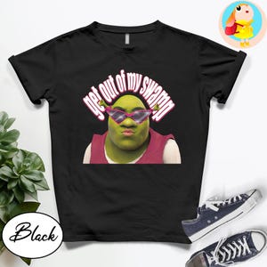 Funny Shrek T-Shirt Get Out Of My Swamp Tee Retro Meme Graphic Shirt Sassy Ogre Quote Shirt Unisex Vintage Look Shrek Shirt For Fan