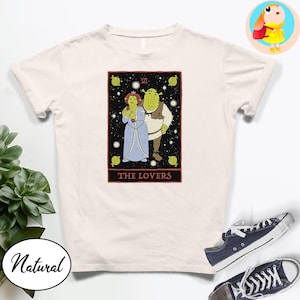 Shrek & Fiona Liebhaber Tarot Shirt Lustiges Shrek Meme Tee Märchen Paar Grafik Shirt Die Liebhaber Karte Parodie Lustiges Shrek Shirt Fiona Shirt