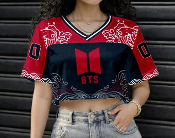 Kpop Crop Top Jersey BT-S Inspired Custom Name Shirt AR-MY Football Jersey Fan Gift Korean Streetwear Women Jersey
