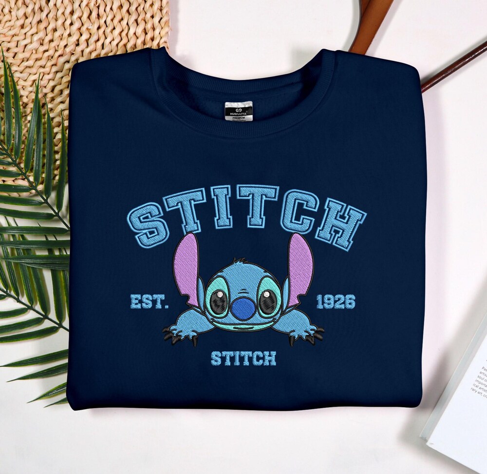 Stitch Est. Embroidered Sweatshirt, Stitch Sweatshirt, Stitch Snacks Sweatshirt Sweatshirt Stitch Lover Embroidered Crewneck
