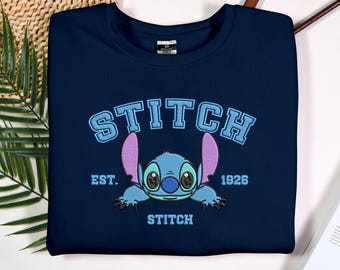 Stitch Est. Embroidered Sweatshirt, Stitch Sweatshirt, Stitch Snacks Sweatshirt Sweatshirt Stitch Lover Embroidered Crewneck
