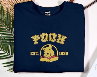 Geborduurde Pooh Sweatshirt Winnie de Pooh Cartoon trui cadeau voor vrienden Winnie de Pooh Sweatshirt Winnie Pooh familieshirt