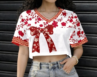 Kpop Crop Top Jersey BT-S Inspired Custom Name Shirt AR-MY Football Jersey Fan Streetwear Women Jersey Floral Bow Design Fan Gift Outfit