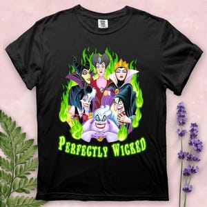 Perfectly Halloween Wicked Villains T-Shirt Maleficent Ursula Cruella Evil Queen Tee Halloween Villain Shirt Women Villainous Graphic Tee