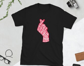 Black Arirang Finger Heart Short-Sleeve Unisex T-Shirt