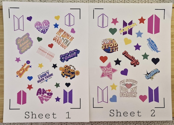 BTS Slogan Sticker Sheets - Etsy