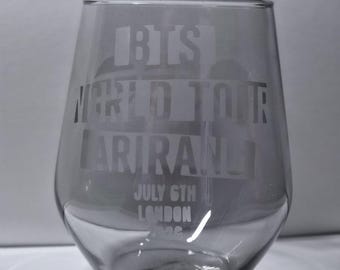 BTS Arirang Tour souvenir etched wine glass