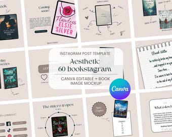 Bookstagram Instagram Post Templates for Readers (60, Canva Editable)