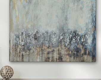 Textured Abstract Canvas Painting: Earth and Sky Harmony (100x80 cm)