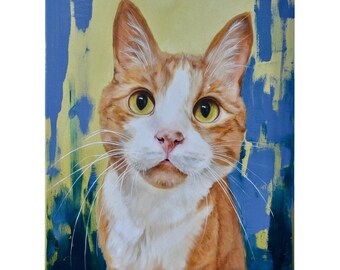Custom Oil Cat Portrait from photo | Personalized Painting