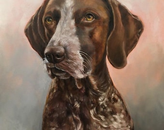 Custom Oil Pet Portrait, Hand-Painted Dog Portrait on Stretched Canvas