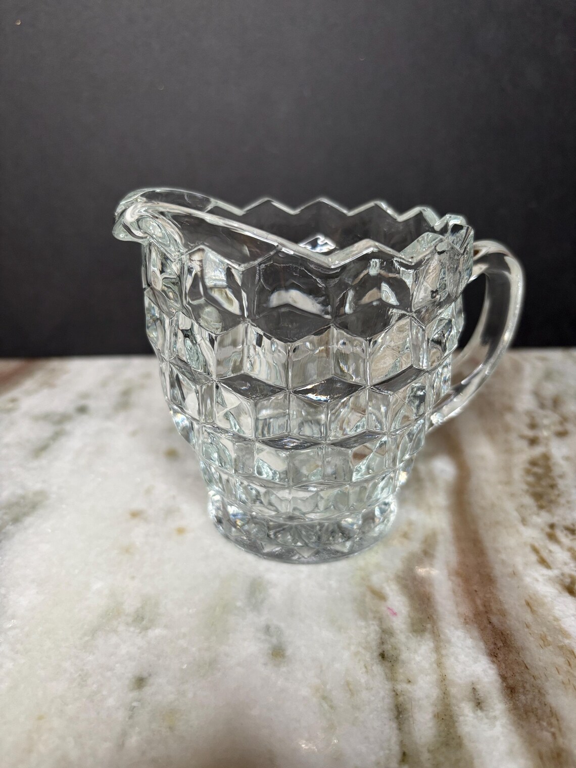 Fostoria Cream Crystal Pitcher, Ice Lip Pitcher, Heavy Clear Glass ...
