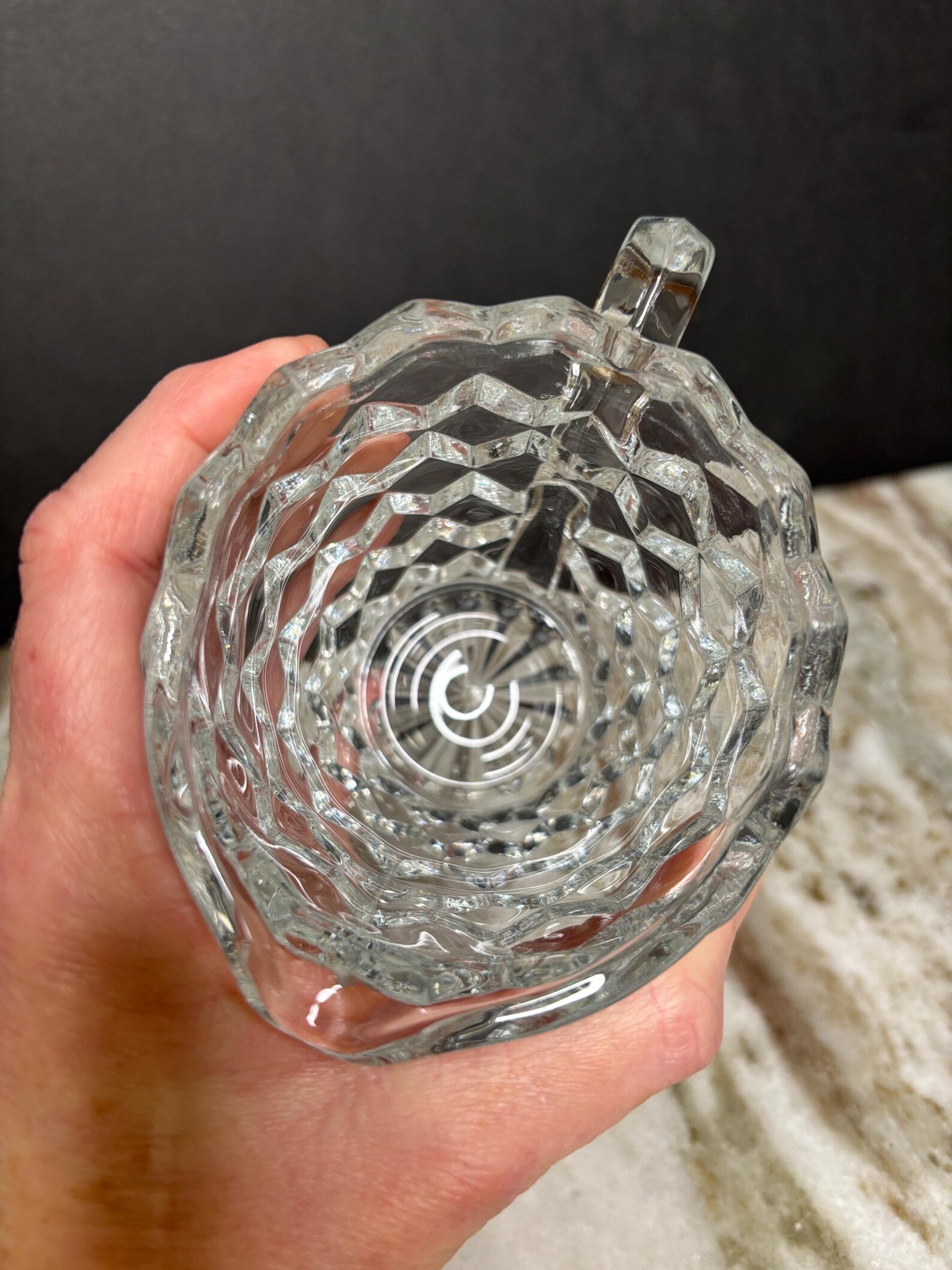 Fostoria Cream Crystal Pitcher, Ice Lip Pitcher, Heavy Clear Glass ...