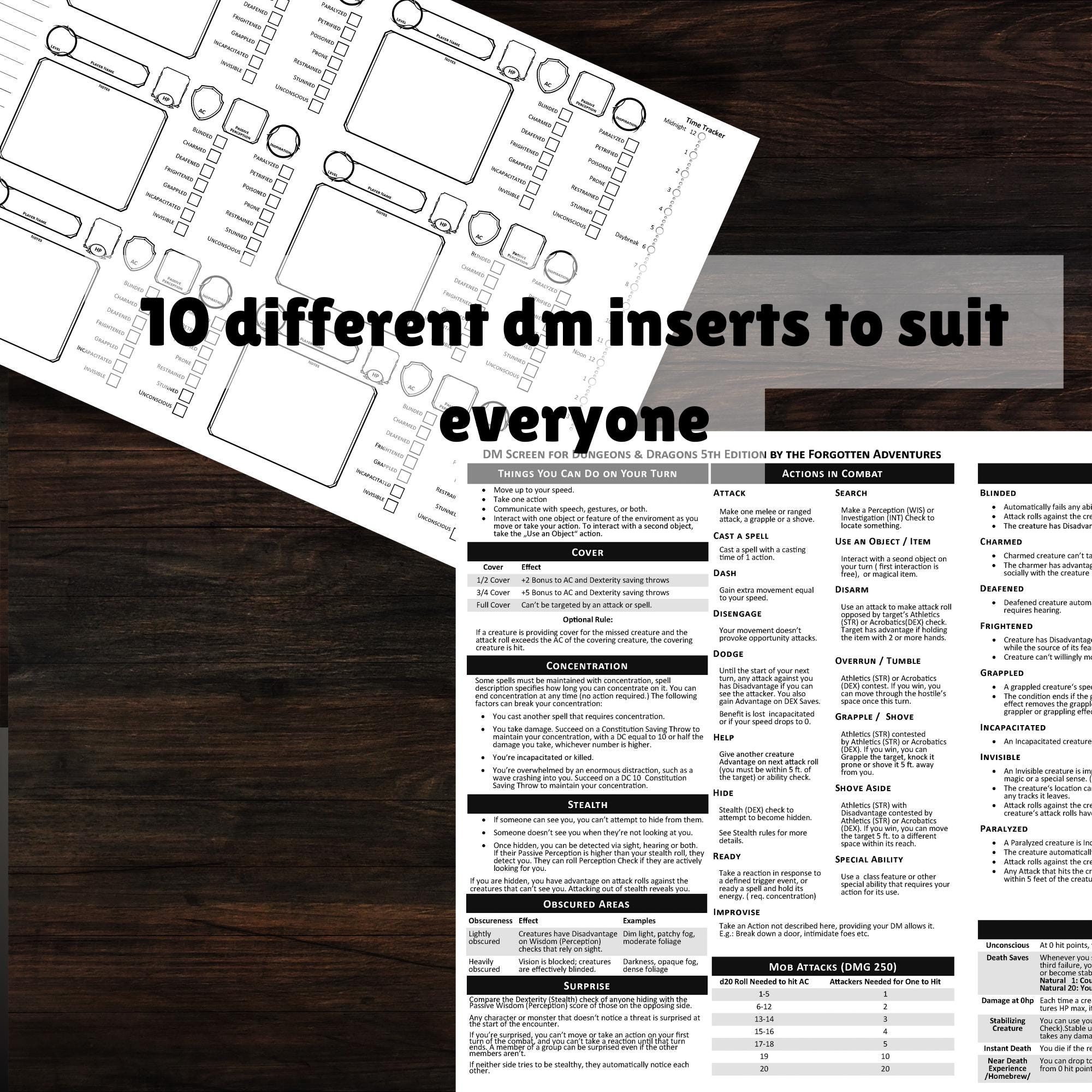 ULTIMATE Printable Dungeons & Dragons DM Screen Inserts for 5e A4 ...