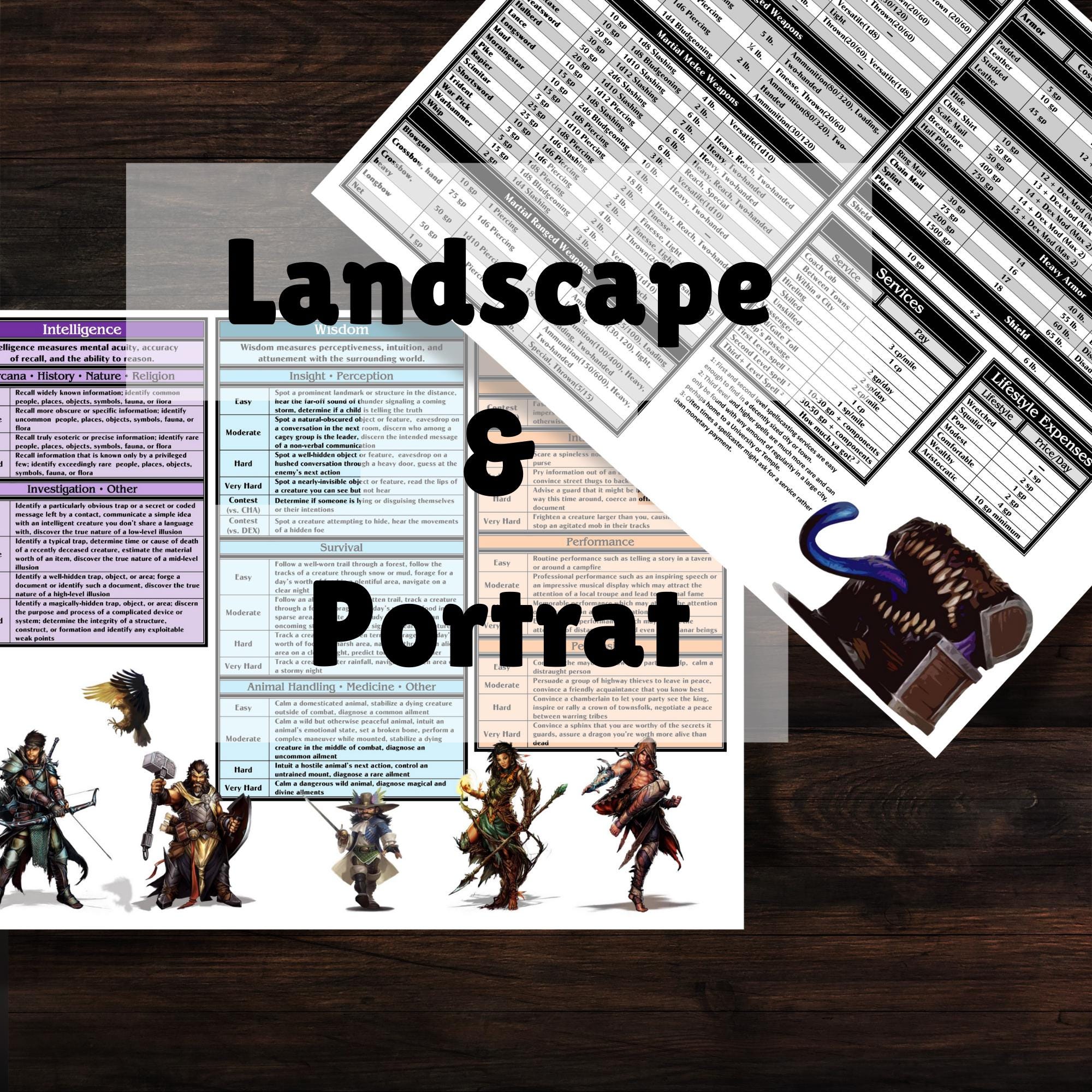 ULTIMATE Printable Dungeons & Dragons DM Screen Inserts for 5e A4 ...