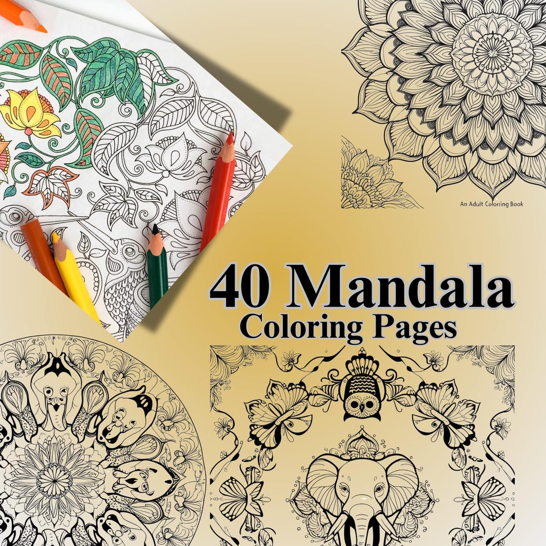 40 Printable Mandala Adult Coloring Book, Instant Digital PDF Download ...