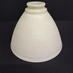 Vintage Corning Torchiere Light Shade Waffle Pattern Milk Glass Diffuser 2” Fitter