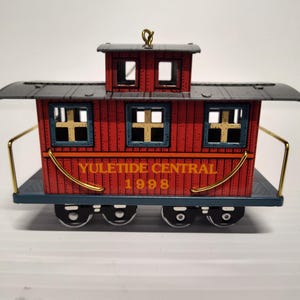 Hallmark Keepsake Ornament Yuletide Central 1998 Vintage Train Car Christmas Ornament and Original Box