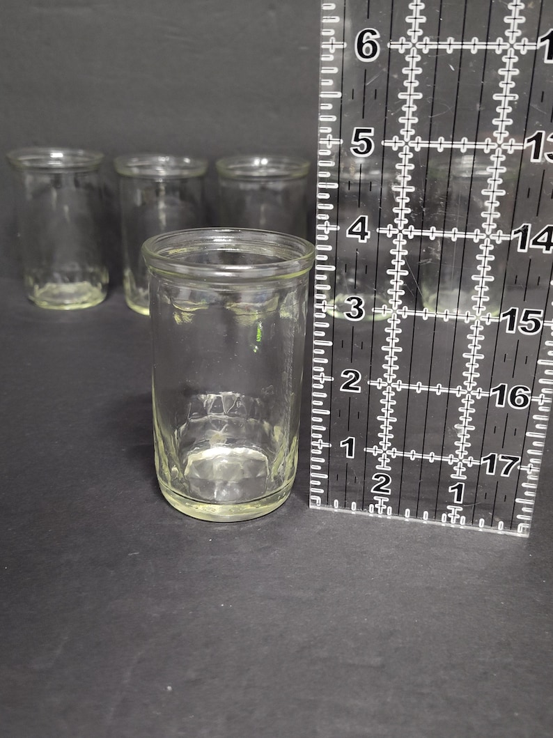 Set Vintage Jelly Jar Juice Glass Diamond Band Near Bottom 4pc or 2pc ...