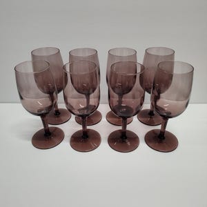2 or 4pc Set of Vintage Majestic Plum Amethyst Purple 6&quot; Wine Glasses Stemware
